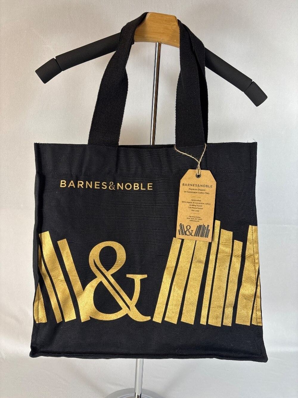 Barnes & Noble Black Gold Cotton Tote Bag Book Lover NWT Fair Trade